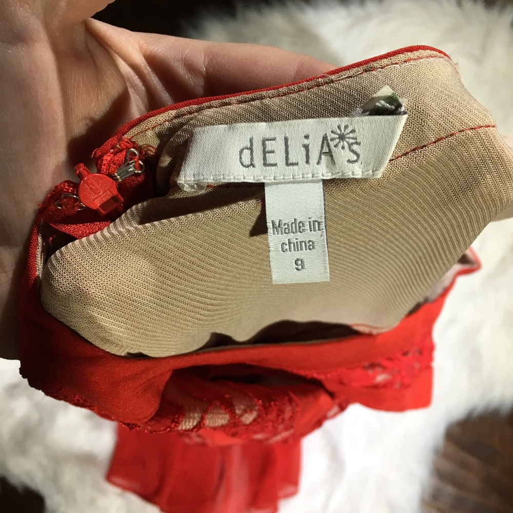 5 for $25! Delia's Red Lace Dress Fit & Flare - Picture 3 of 3